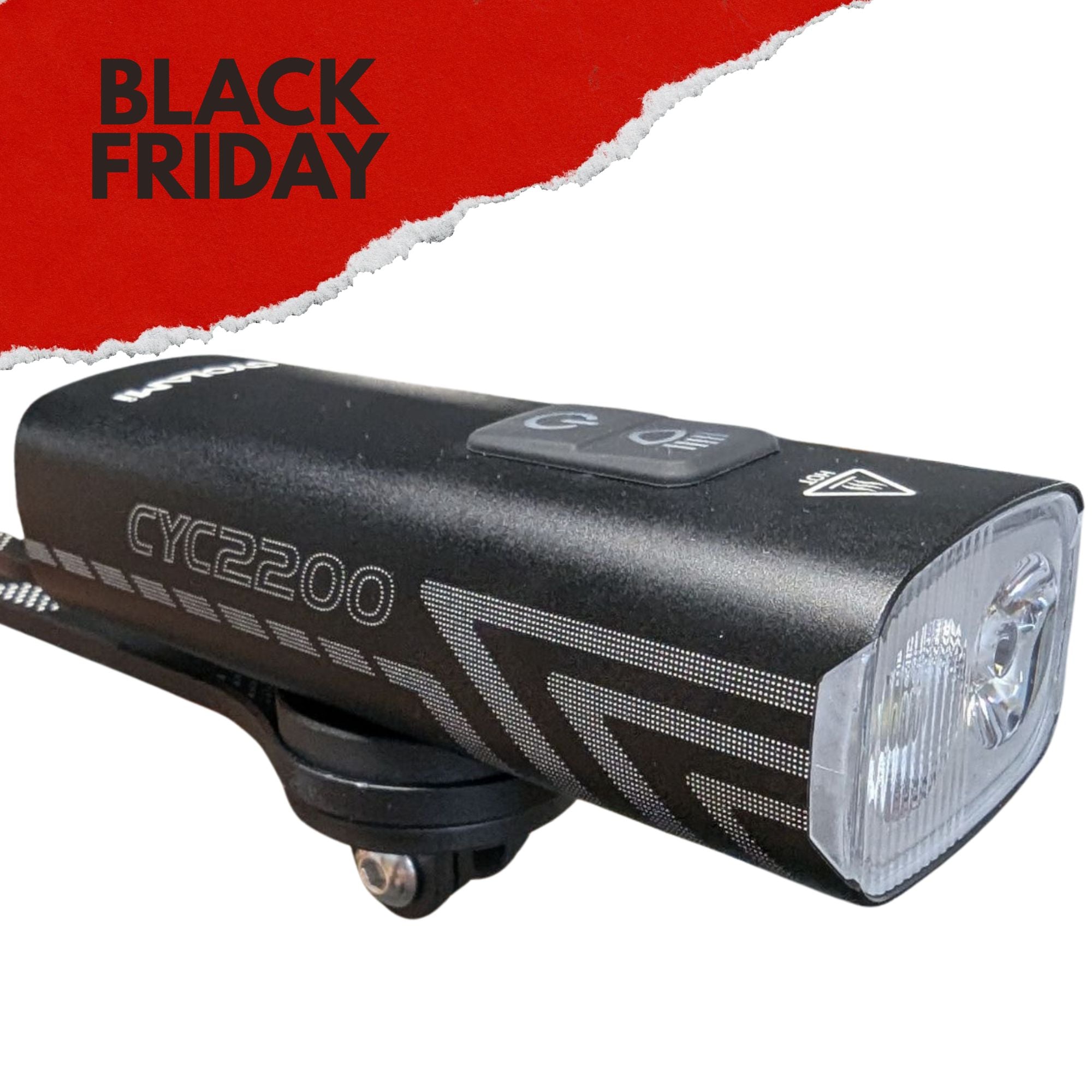 Kraftfull cykellampa - 2000 lumen - Laddningsbart batteri - Smart montering på/under styret