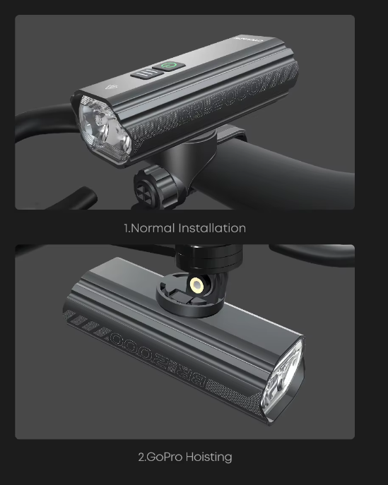 *TILBUD* Kraftig lygte på 2200Lumens + Out-Front til Garmin - Vælg mellem 2 slags Outfronts til Garmin