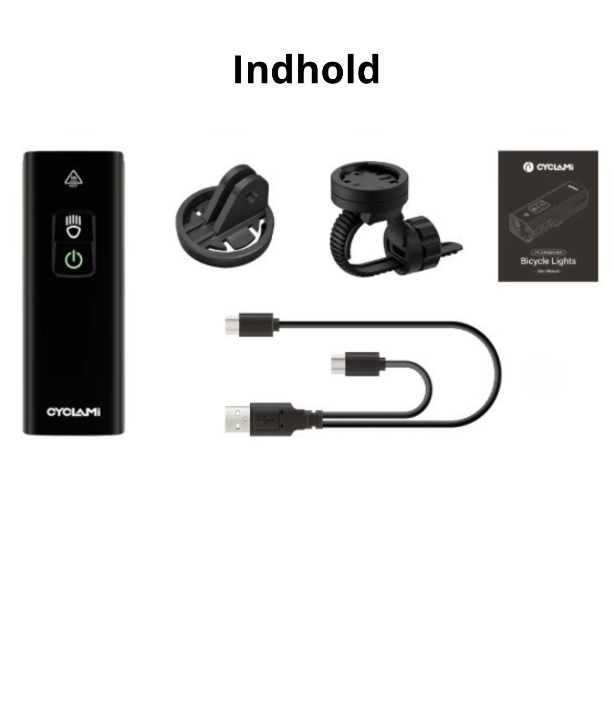 Kraftig cykellygte - 2200 lumens - Genopladeligt batteri - Smart montering på/under styret