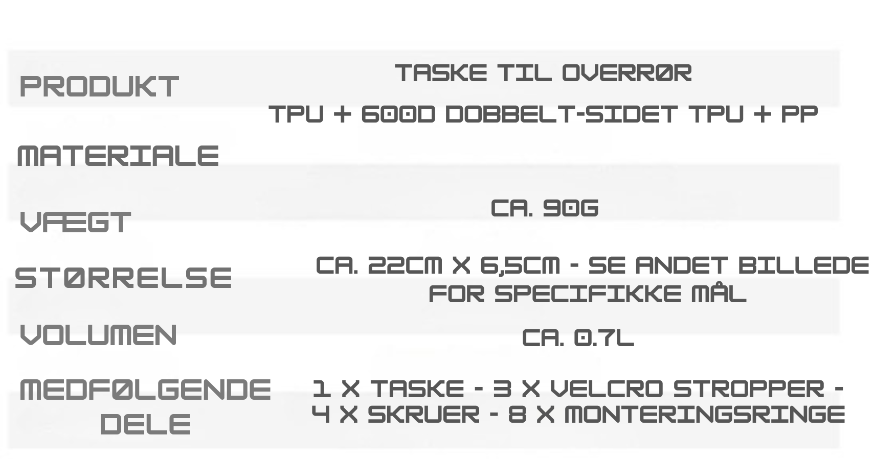 Taske til cykel - Bolt-on samt stropper - Slank taske til overrøret